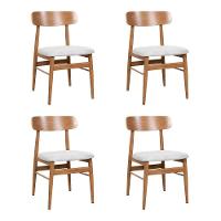 Kit 4 Cadeiras De Jantar Delta Estrutura Aço Carbono Laminado Natural Com Estofado Linho Cru - 1