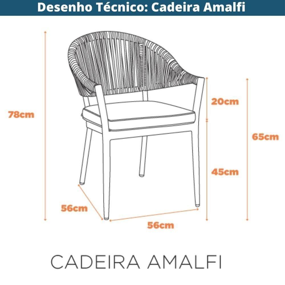 Kit 4 Cadeiras Empilhável Amalfi Caraíva Fratini Alumínio Encosto Trama Corda Náutica Almofada Grafite - 9