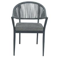 Kit 4 Cadeiras Empilhável Amalfi Caraíva Fratini Alumínio Encosto Trama Corda Náutica Almofada Grafite - 3