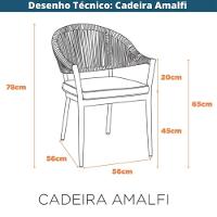 Kit 4 Cadeiras Empilhável Amalfi Caraíva Fratini Alumínio Encosto Trama Corda Náutica Almofada Grafite - 9