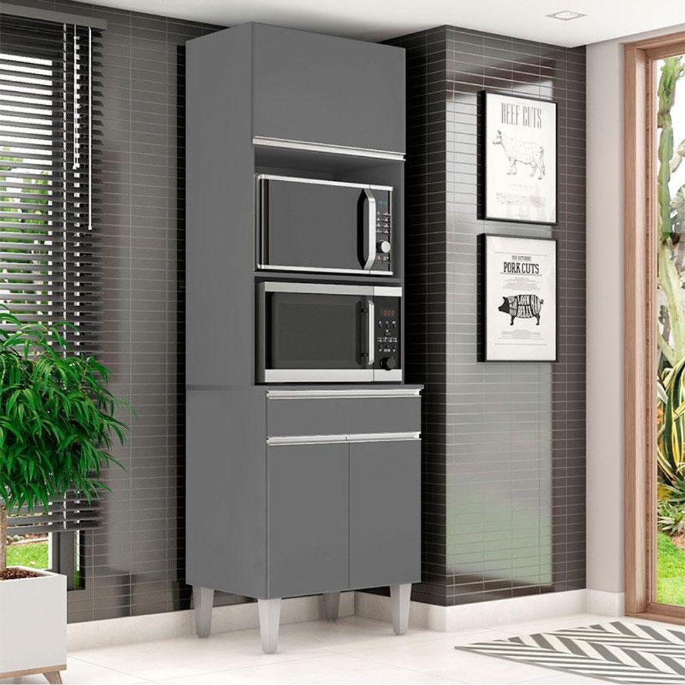 Armário Paneleiro Torre Quente 2 Fornos Andréia Cinza Fosco - Ajl - 5