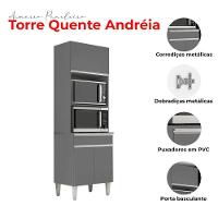 Armário Paneleiro Torre Quente 2 Fornos Andréia Cinza Fosco - Ajl