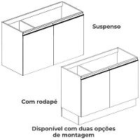 Balcao Pia Sem Tampo 2p 120 Cm Mdp Maxxi G745 Kappesberg Canela - 6