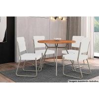 Sala De Jantar 1588 Aço C- Tampo 100cm E 4 Cadeiras 1736 Branco-prata Carraro - 1