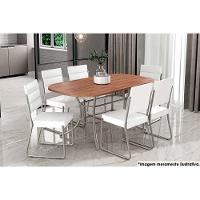 Sala De Jantar 1547 Aço C- Tampo 160x90cm E 6 Cadeiras 1736 Branco-prata Carraro - 1
