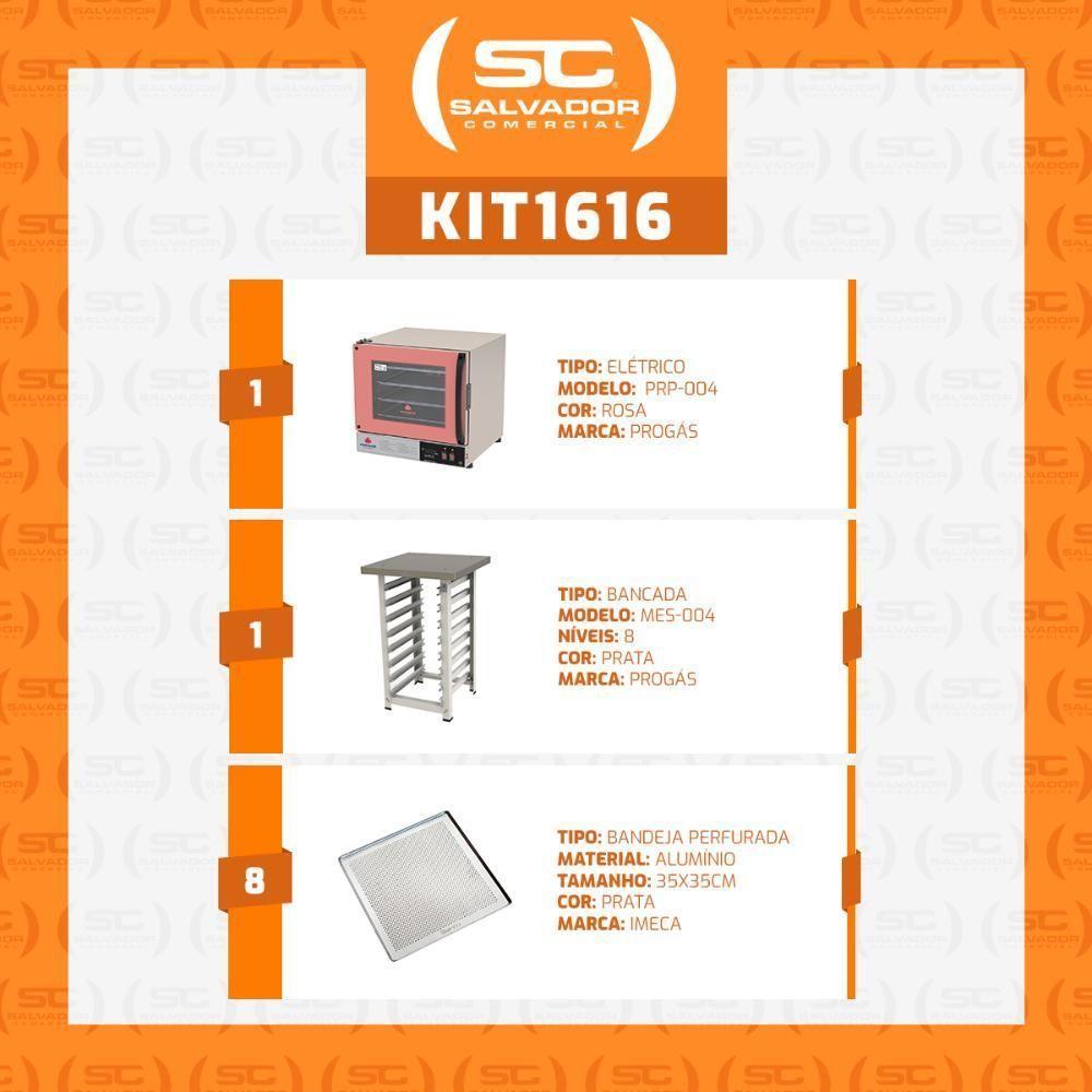 Kit Progás Forno Turbo Elétrico Prp-004 Plus 220V Rosa + Bancada Mes-004 + 8 Assadeiras 220V - 2