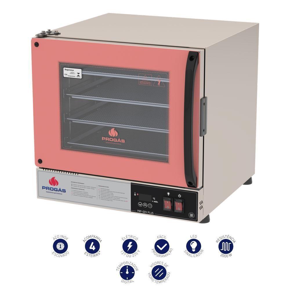 Kit Progás Forno Turbo Elétrico Prp-004 Plus 220V Rosa + 4 Assadeiras - 3
