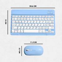 Teclado Sem Fio Bluetooth Recarregável Com Mouse - Azul Com Branco - 6