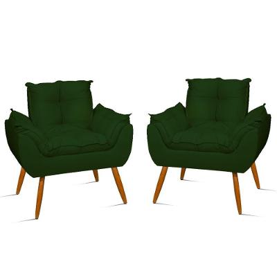 Kit 02 Poltronas De Lux Opala Recepção Sala Verde