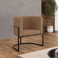 Kit 04 Poltronas Lua Sala Decorativa Base Ferro Black Veludo Capuccino - 2