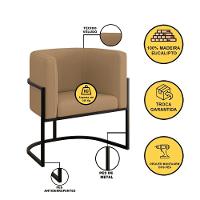 Kit 04 Poltronas Lua Sala Decorativa Base Ferro Black Veludo Capuccino - 3