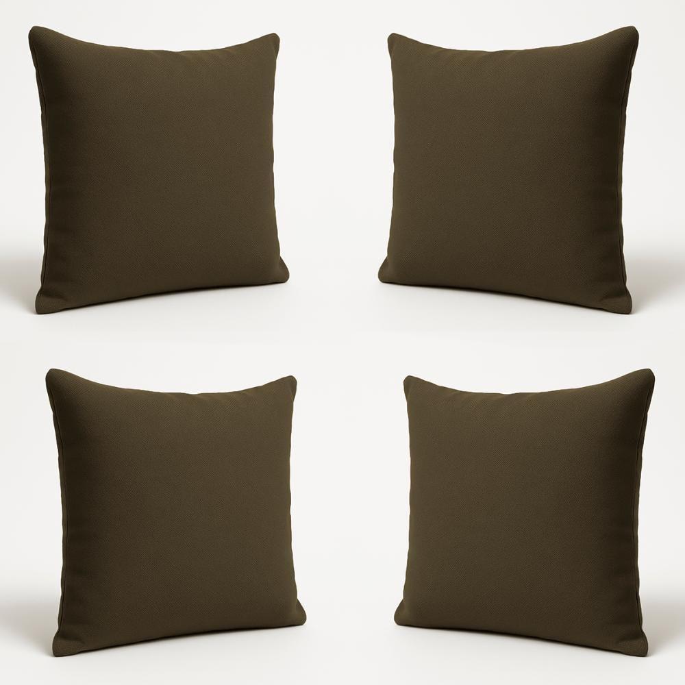 Kit 4 Almofadas Decorativas 42cm Suede Fofinha Lisa Sofá Marrom - 1