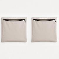 Kit 2 Capa De Almofada 42cm Decorativa Suede Sofá Poltrona Bege - 1