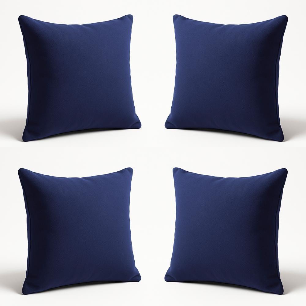 Kit 4 Almofadas Decorativas 42cm Suede Fofinha Lisa Sofá Azul Marinho - 1