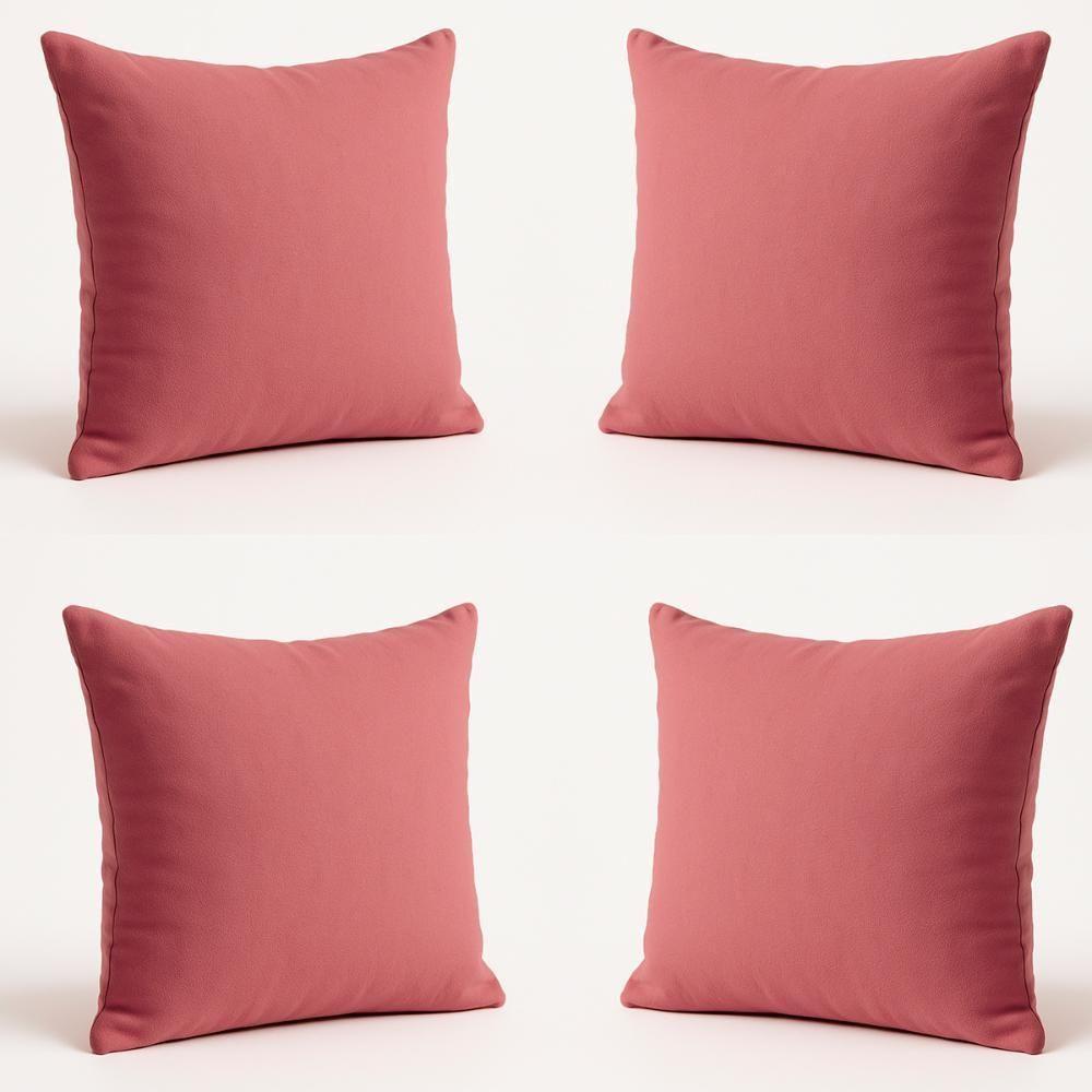Kit 4 Almofadas Decorativas 42cm Suede Fofinha Lisa Sofá Rosa - 1