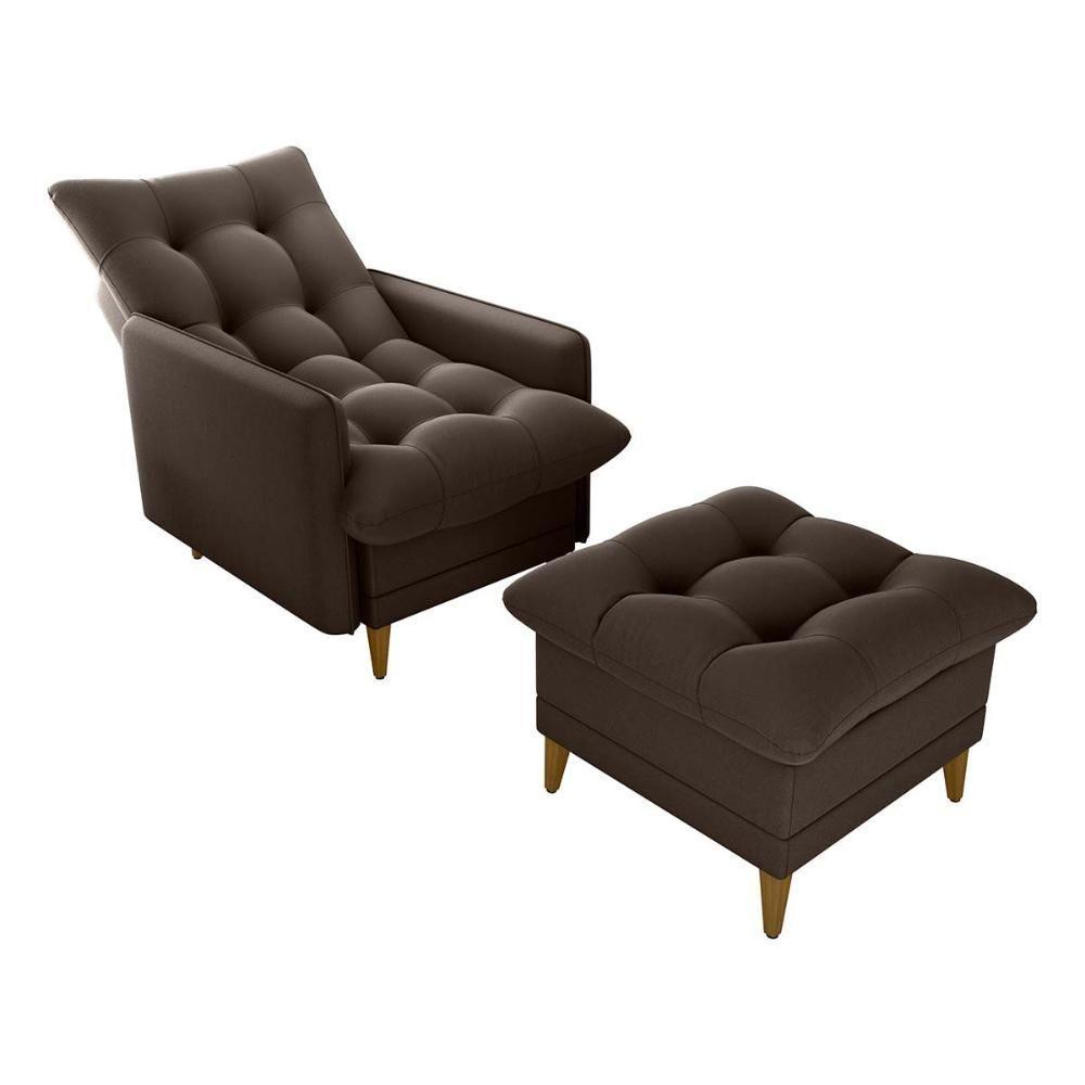 Poltrona De Amamentação Com Puff Montreal Suede Marrom Matrix Suede Marrom - 2