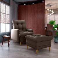 Poltrona De Amamentação Com Puff Montreal Suede Marrom Matrix Suede Marrom - 8