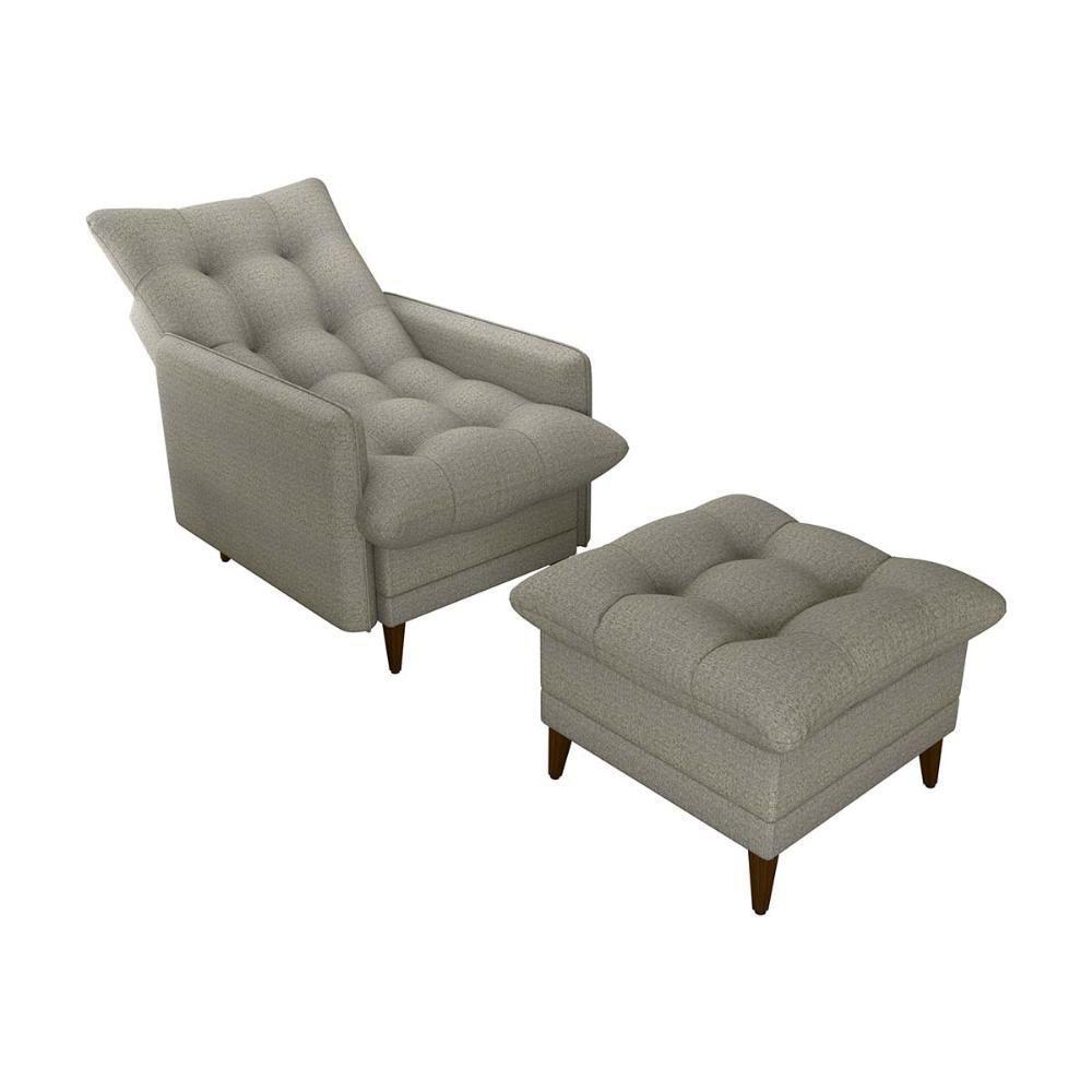 Poltrona De Amamentação Com Puff Montreal Linho Millenium Matrix Linho Millenium - 2