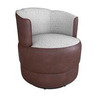 Poltrona Decorativa Giratória Base De Ferro Marselha Sintetico Rustico Linho Cinza Matrix Sintetico Rustico Linho Cinza - 1