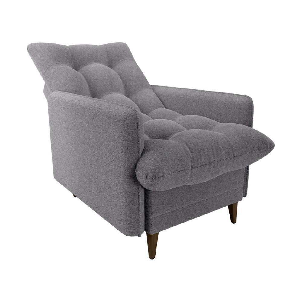 Poltrona De Amamentação Com Puff Montreal Boucle Cinza Matrix Boucle Cinza - 3