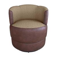 Poltrona Decorativa Giratória Base De Ferro Marselha Sintetico Rustico Linho Areia Matrix Sintetico Rustico Linho Areia - 2