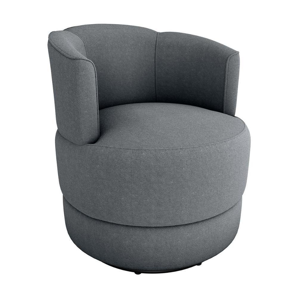 Poltrona Decorativa Giratória Base De Ferro Marselha Boucle Cinza Matrix Boucle Cinza - 1