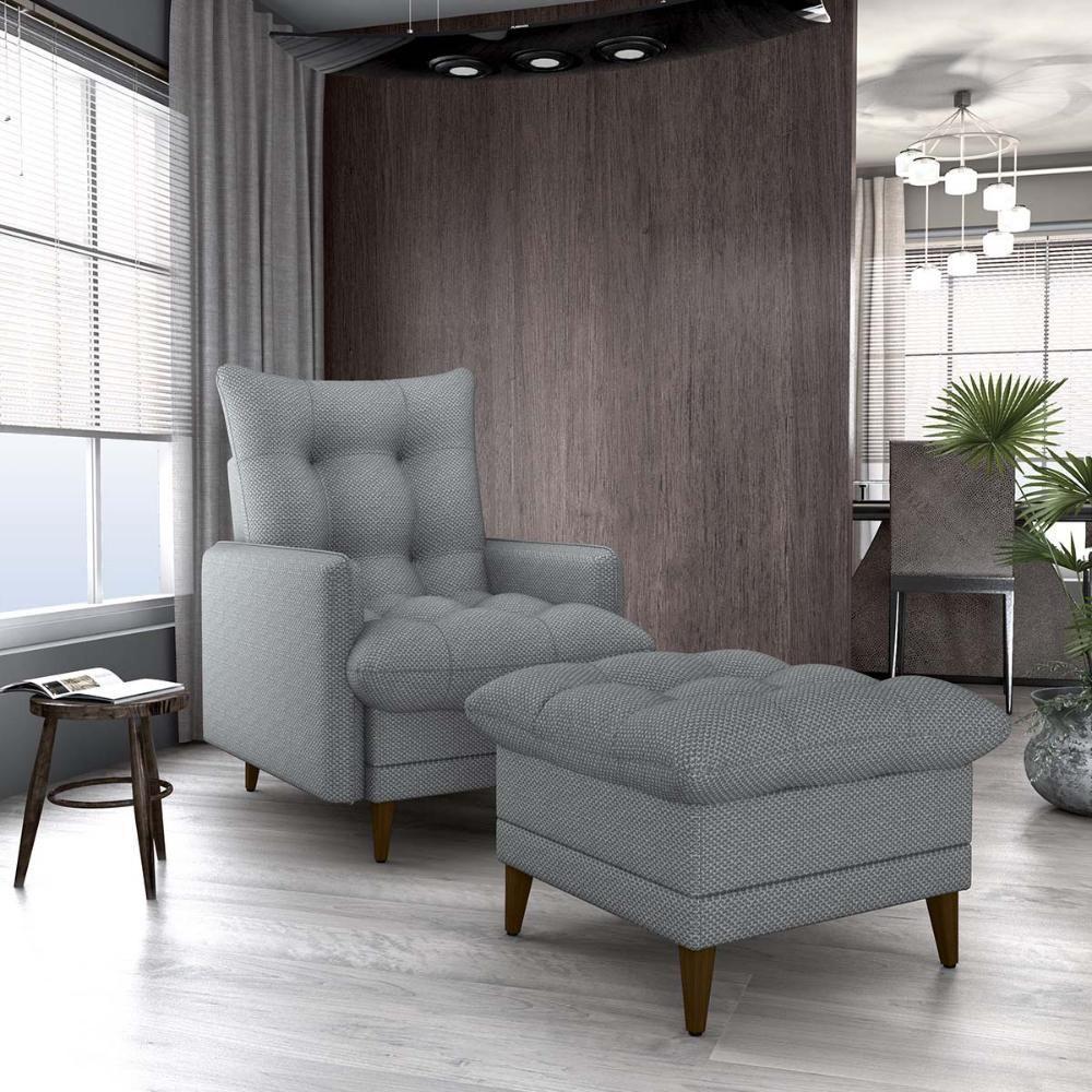 Poltrona De Amamentação Com Puff Montreal Cinza Matrix Cinza - 8