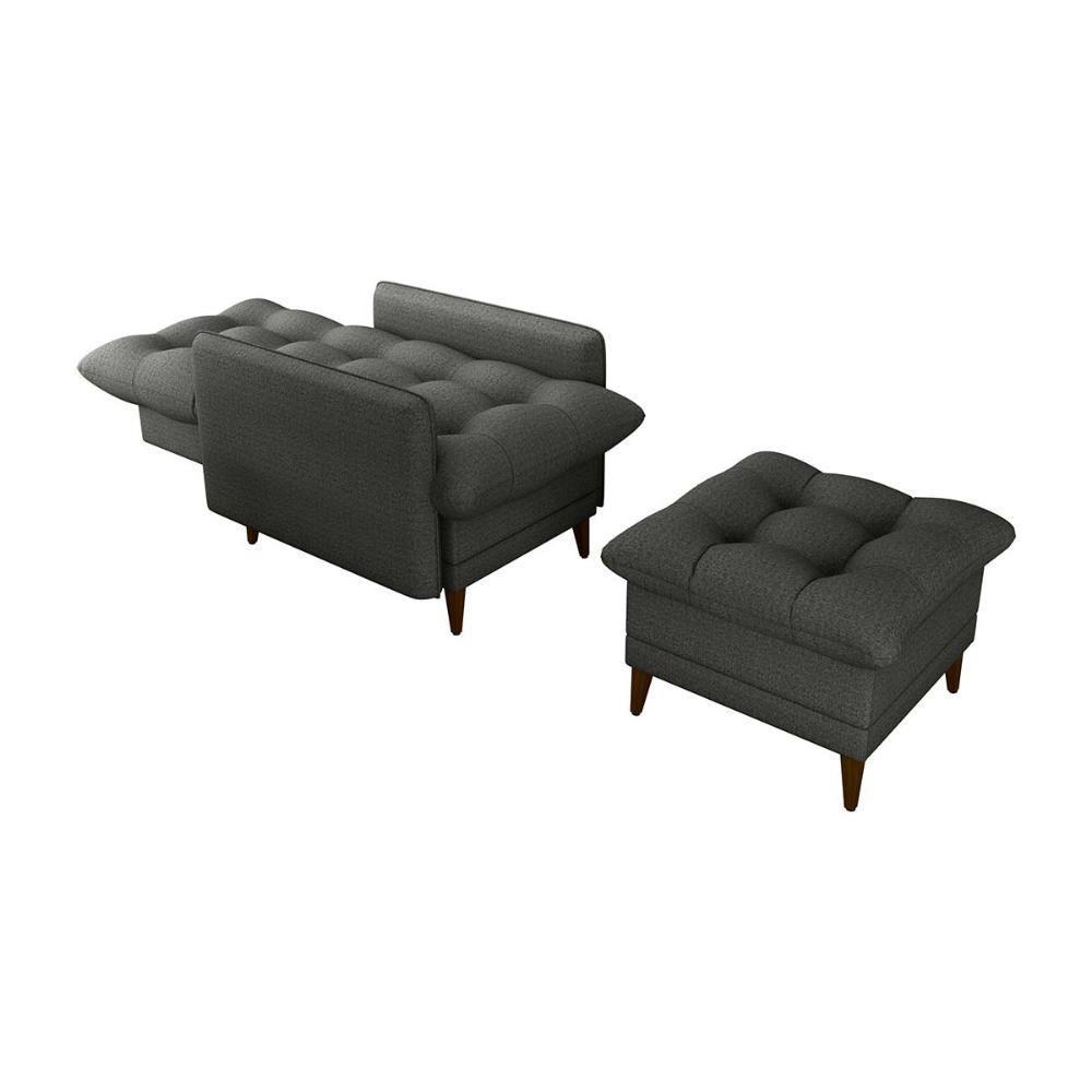 Poltrona De Amamentação Com Puff Montreal Linho Chumbo Matrix Linho Chumbo - 3