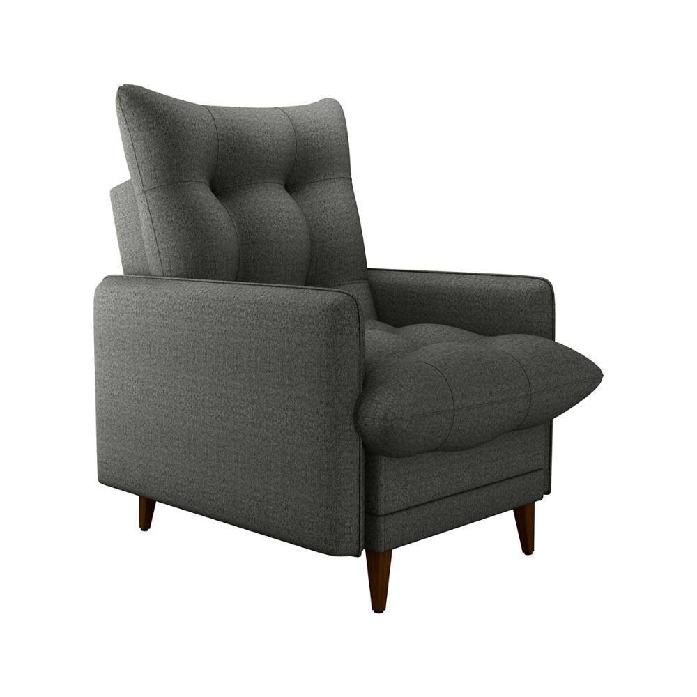 Poltrona De Amamentação Com Puff Montreal Linho Chumbo Matrix Linho Chumbo - 4