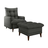 Poltrona De Amamentação Com Puff Montreal Linho Chumbo Matrix Linho Chumbo - 1