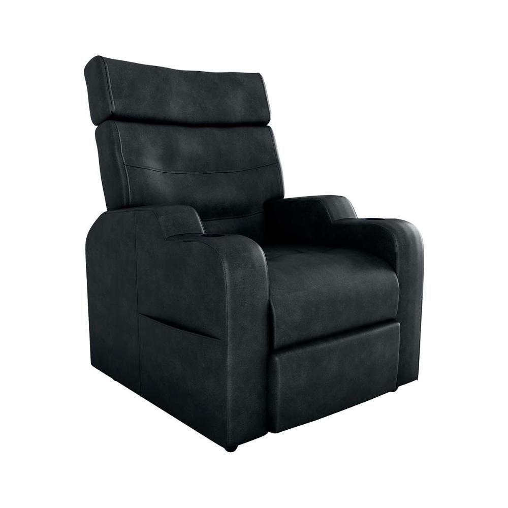 Poltrona Reclinável Do Papaicom Porta Copos Porta Controle Toro Sintetico Rustico Preto Matrix Sintetico Rustico Preto - 1