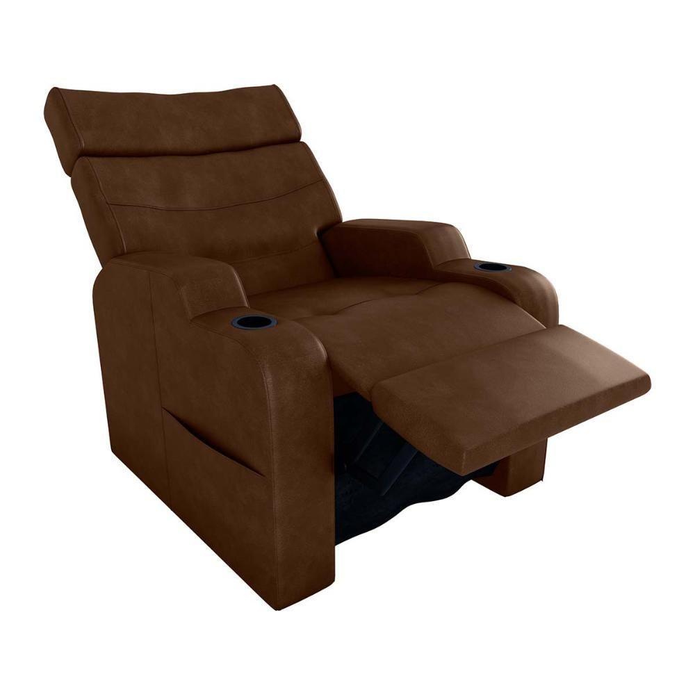 Poltrona Reclinável Do Papaicom Porta Copos Porta Controle Toro Sintetico Rustico Whisky Matrix Sintetico Rustico Whisky - 3