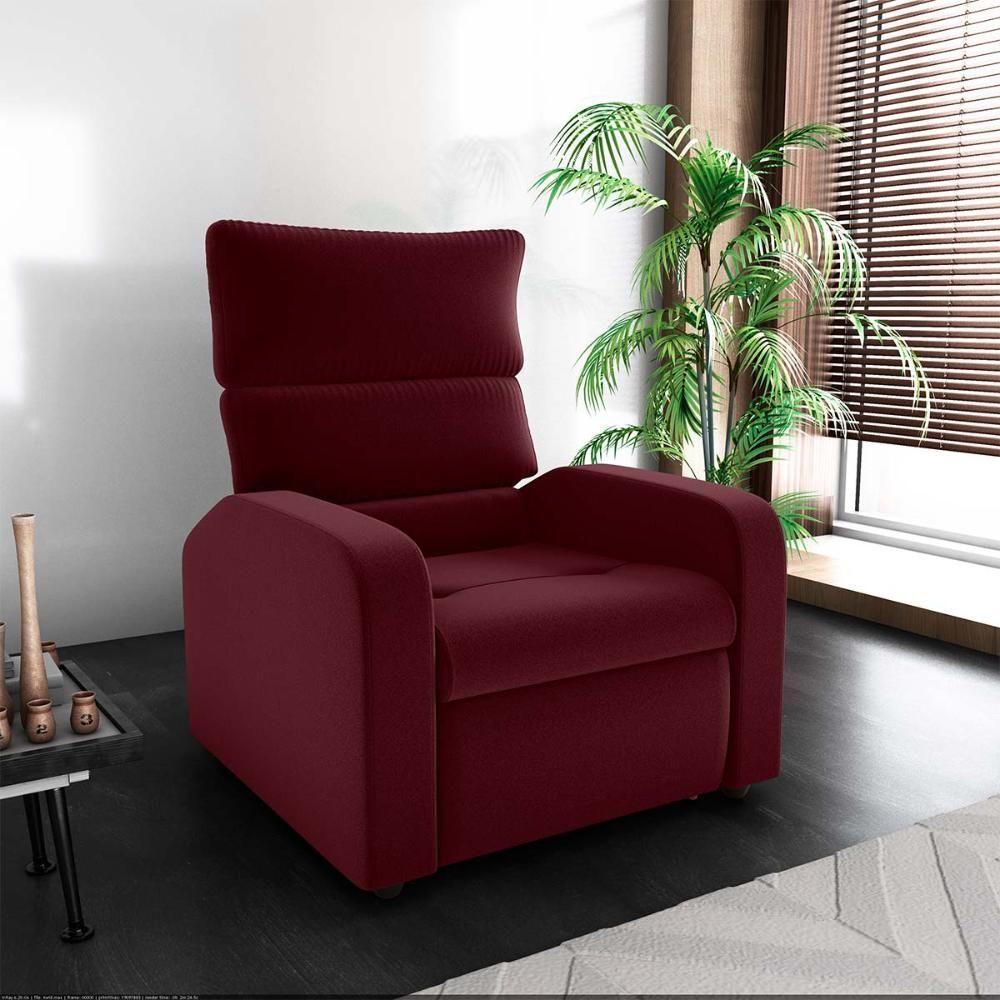 Poltrona Do Papai Reclinável Kwid Veludo Vermelho Matrix Veludo Vermelho - 5