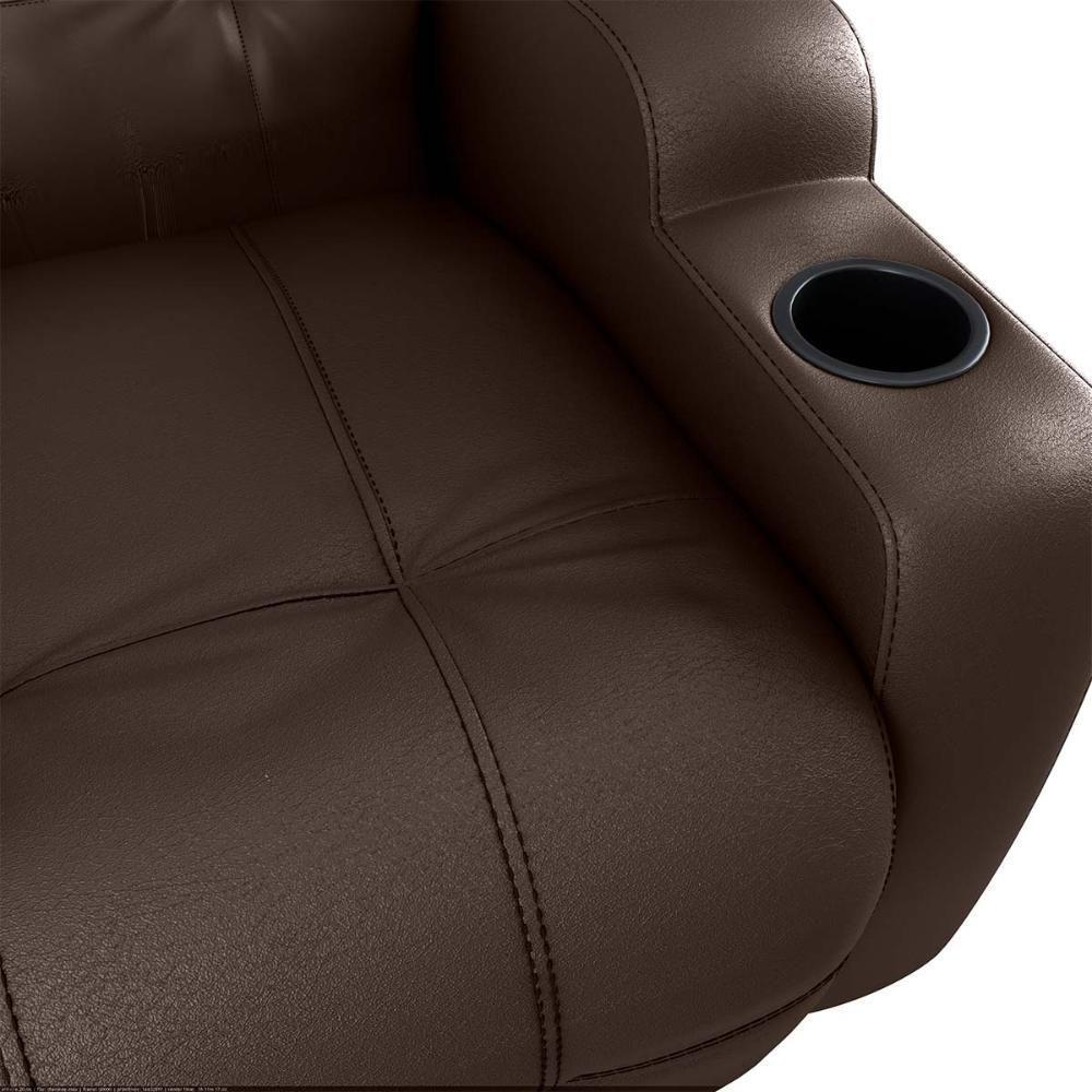 Poltrona Reclinável Do Papai Automática Com Usb E Porta Copos Cherokee Sintetico Marrom Matrix Sintetico Marrom - 4
