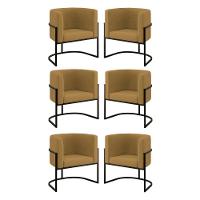 Kit 06 Cadeiras Poltrona Lua Preto Para Sala Quarto Balaqui Capuccino - 1