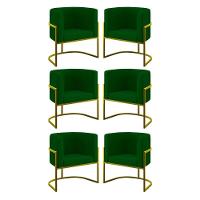 Kit 06 Cadeiras Poltrona Lua Gold Para Sala Quarto Balaqui Verde - 1