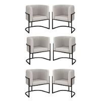Kit 6 Cadeiras Poltrona Lua Corino Sala Quarto Preto Balaqui Bege - 1