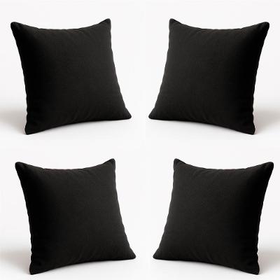 Kit 4 Almofadas Decorativa 42cm Em Suede Fofinha Lisa Sofá Preto