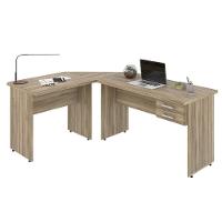 Escrivaninha Mesa De Escritório Em L 1,80x1,40m C-02gavetas Carvalho - 3