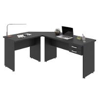 Escrivaninha Mesa De Escritório Em L 1,80x1,40m C-02gavetas Preto ônix - 3