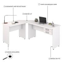 Escrivaninha Mesa De Escritório Em L 1,80x1,40m C-02gavetas Branco Chess - 2