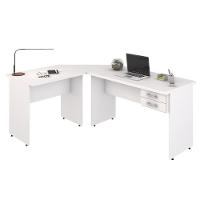 Escrivaninha Mesa De Escritório Em L 1,80x1,40m C-02gavetas Branco Chess - 3
