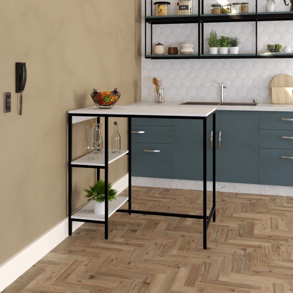 Mesa Bistrô 100x60x92cm C-02banquetas Tub Tucjbi1060.2b Branco Chess Est.preta Branco Chess - Est.preta - 2