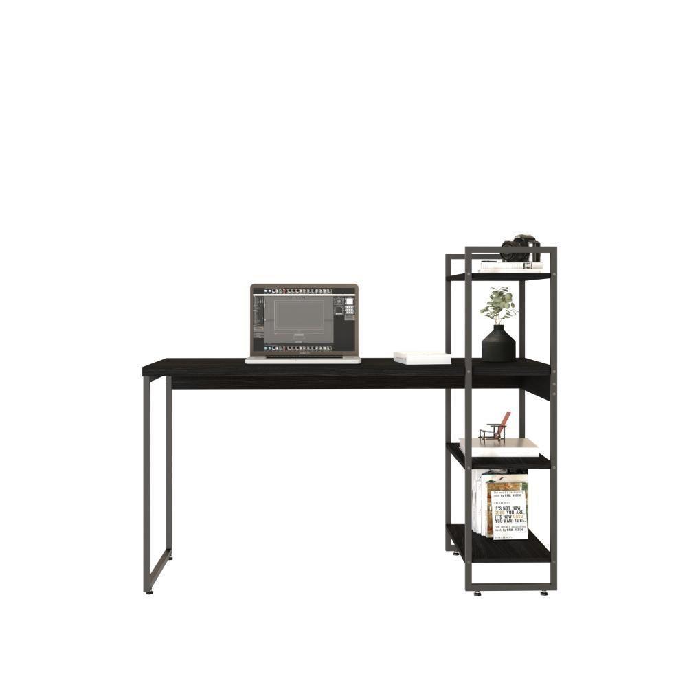 Mesa C-estante Alta 135x64x115cm C-03 Prateleiras Preto ônix - Est.preta Preto ônix - Est.preta - 5