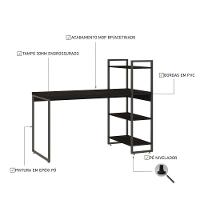 Mesa C-estante Alta 135x64x115cm C-03 Prateleiras Preto ônix - Est.preta Preto ônix - Est.preta - 2