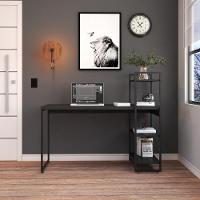 Mesa C-estante Alta 135x64x115cm C-03 Prateleiras Preto ônix - Est.preta Preto ônix - Est.preta