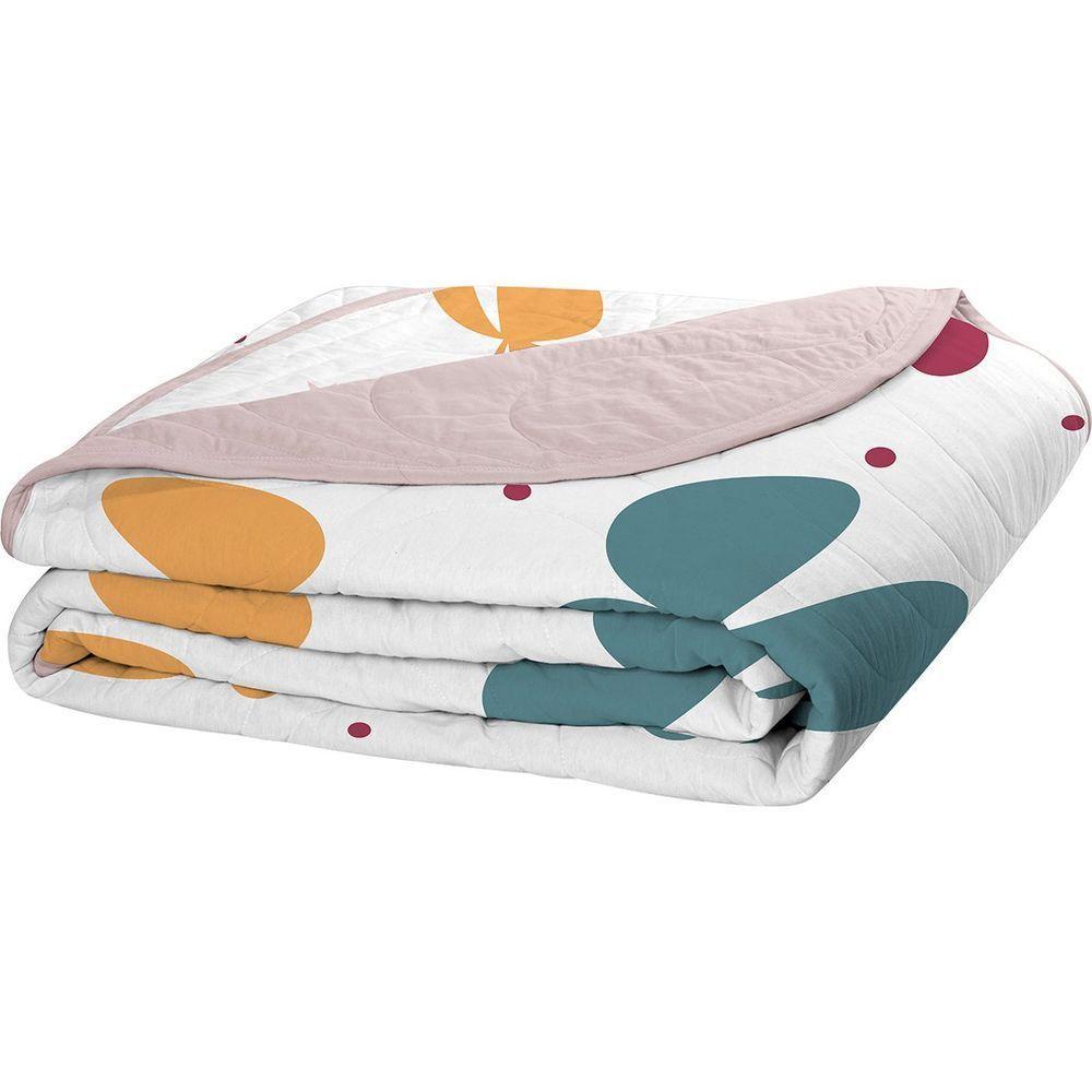 Cobre Leito Tecebem Solteiro Malha 100% Algodão Estampado Em Matelassê Gaia 170x240m Rosinha - 1