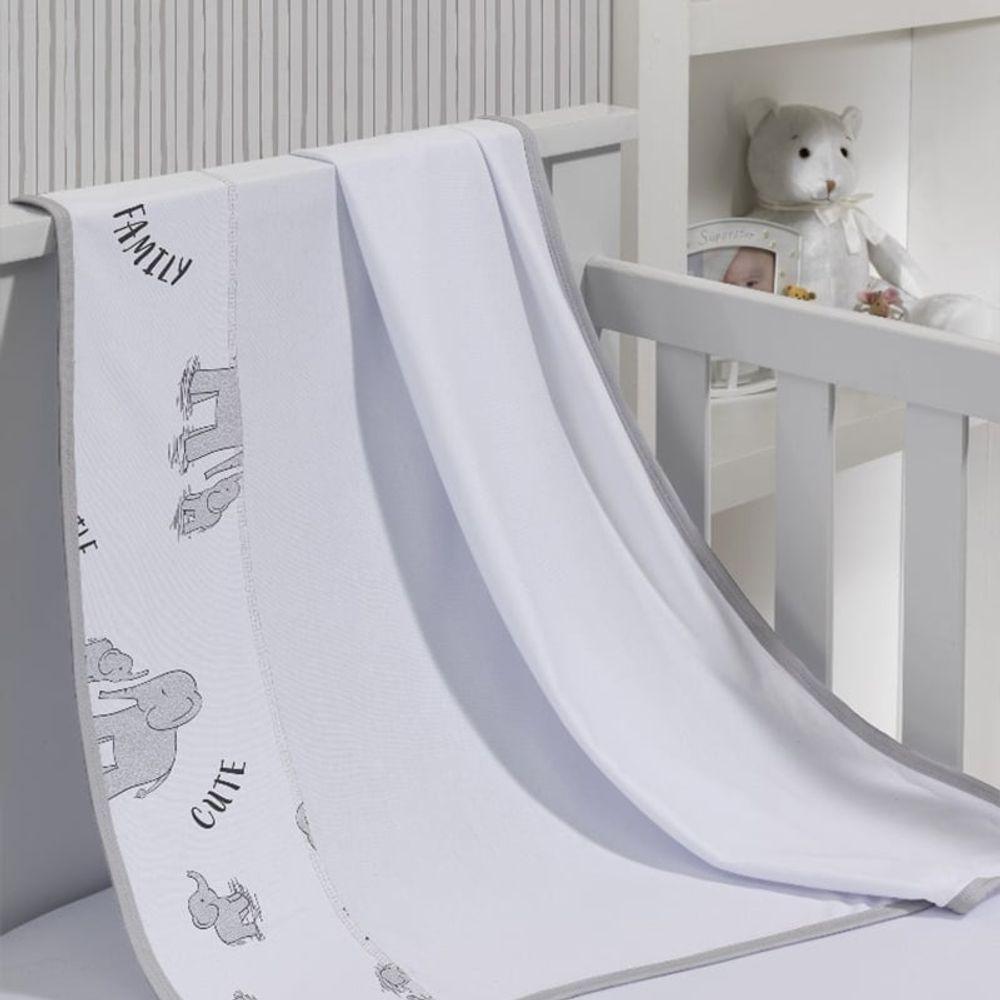 Cueiro Simples Tecebem Baby Dom Malha 100% Algodão Estampado Kinder 80cmx90cm Cinza - 2