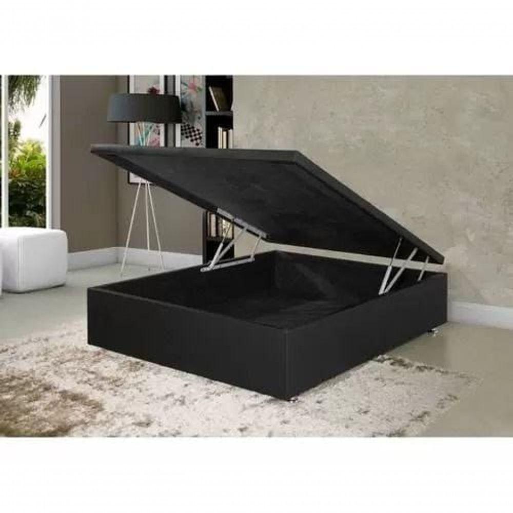 Cama Box Baú Casal Sintético 38x138x188 Preto - 2