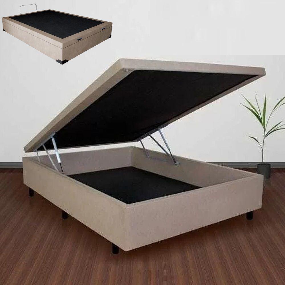 Cama Box Baú Casal Suede 138x188 Sllep Camas - Bege - 1